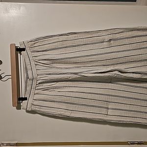 EUC Madewell Pants Striped Cream And Blue Size Medium 100% Cotton